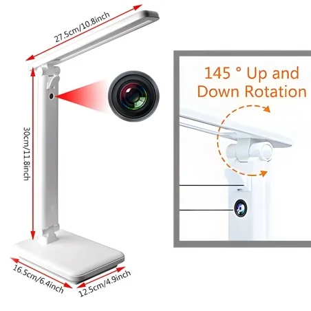 IP-HD-Spycam in Schreibtischlampe , 128 Gb