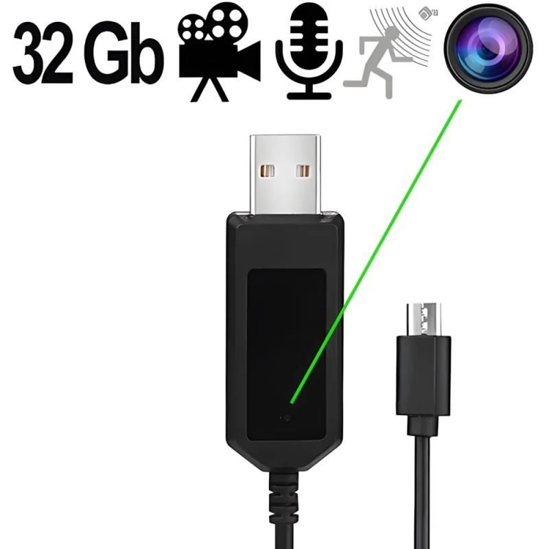 HD SpyCam im Handy-Ladekabel, 32 GB