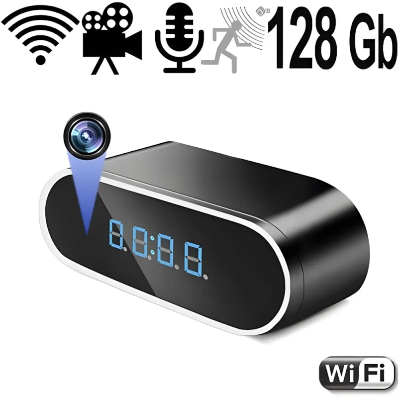 IP-LAN HD-Spycam im Wecker, 128Gb