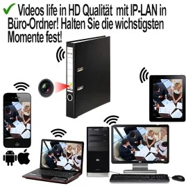 IP HD-SpyCam getarnt im Büro-Ordner – Spionage Video-Minikameras – Ansicht 4