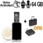 USB VoiceRecorder, 64GB, bis 752 Std., VAS, OTG