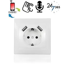 GSM-Abhörgerät in Wandsteckdose mit 2x USB – GSM Audio-Abhörgeräte – Ansicht 1