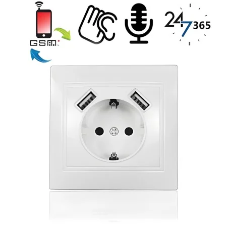 GSM-Abhörgerät in Wandsteckdose mit 2x USB – GSM Audio-Abhörgeräte – Ansicht 1