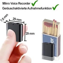 Mini SPY-Recorder, Audiowanze (VOX), 8 GB – Diskrete Sprachrecorder – Ansicht 3