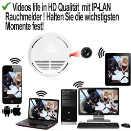 IP-LAN SpyCam im Rauchmeldergehäuse, 128 Gb – Spionage Video-Minikameras – Ansicht 4