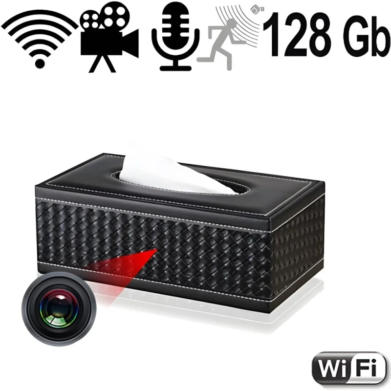 Wifi SpyCam in Taschentuchbox-Kosmetiktücherbox, 128 GB Wifi SpyCam in Taschentuchbox-Kosmetiktücherbox, 128 GB