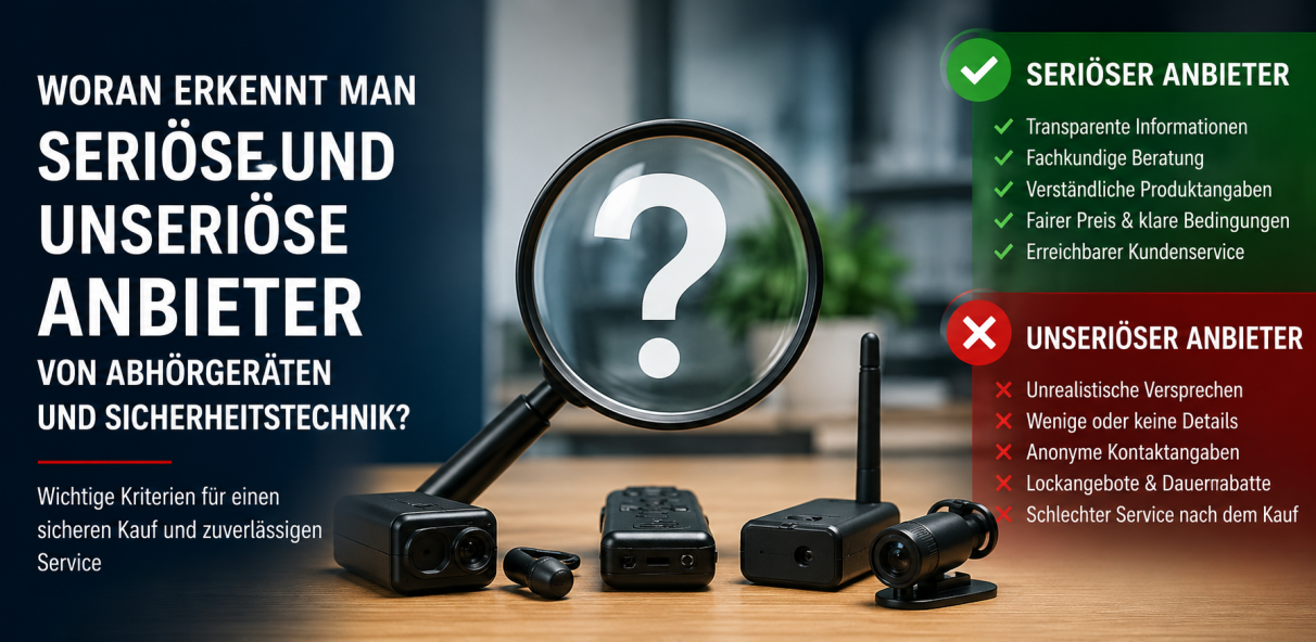 Woran erkennt man seriöse und unseriöse Anbieter von Abhörgeräten und Sicherheitstechnik?