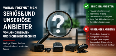Woran erkennt man seriöse und unseriöse Anbieter von Abhörgeräten und Sicherheitstechnik?